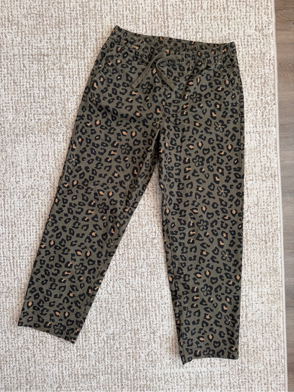 Vans Olive Green Leopard Print Straight Leg Pants